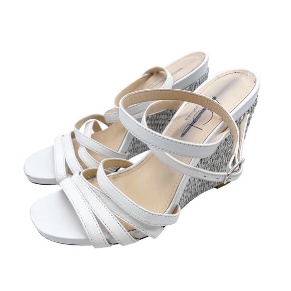 AGL Women's Dora White Leather Ankle Strap Wedge Sandals Size 37 - Picture 1 of 7